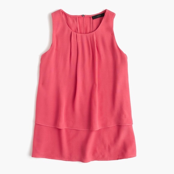 NWT J Crew Tiered Crepe Salmon Pink Tank Top - Picture 1 of 12
